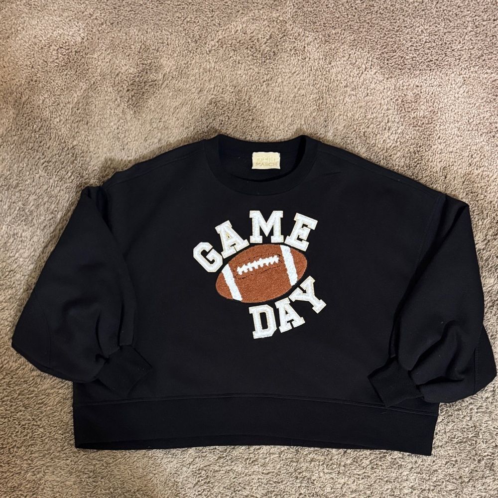 Judith March Black "Game Day" Novelty Sweatshirt size XL Novelty Casual Quirky